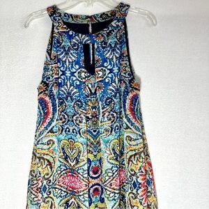 ALYX hi low halter dress 8 bright multi color keyhole lined